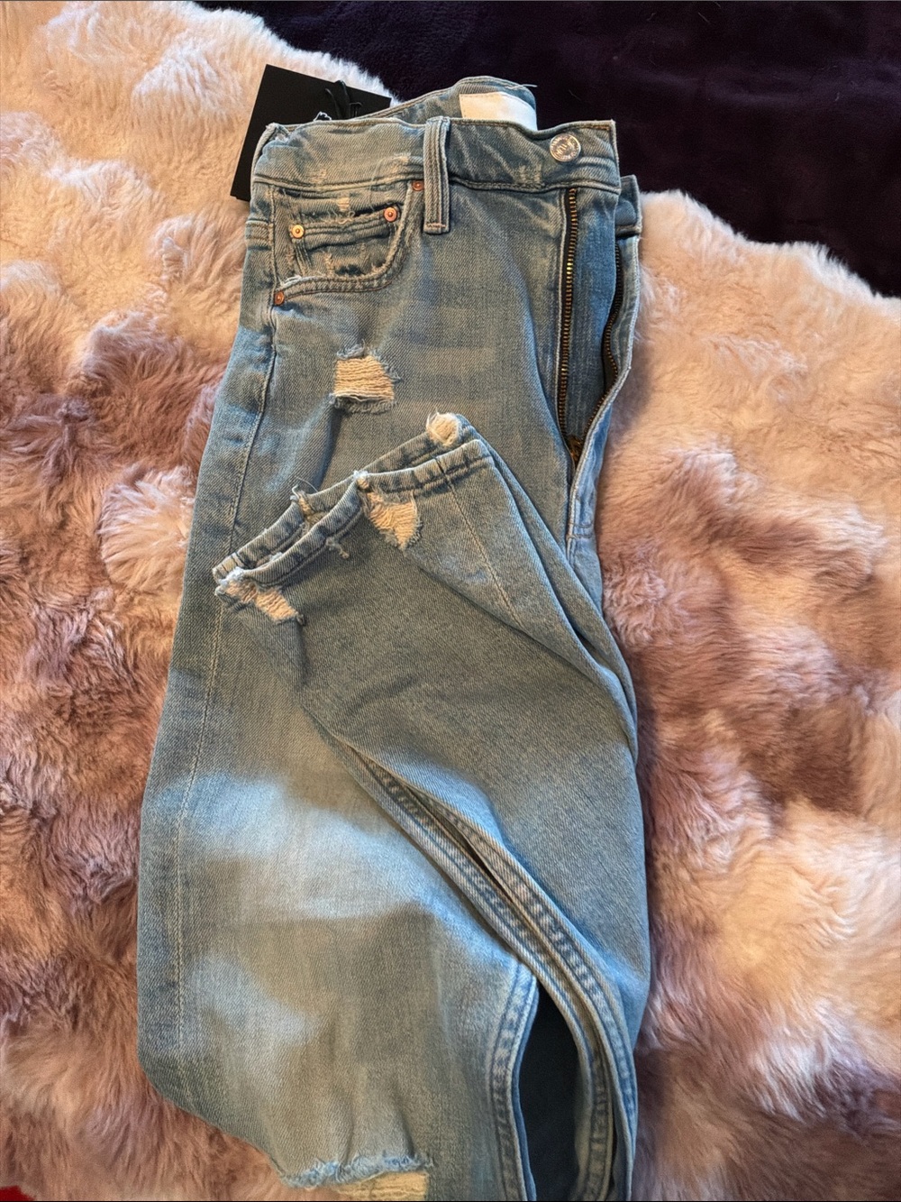 MOTHER high waist, light blue some distressing. - Picture 4 of 6